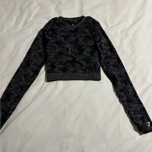 Gymshark Black Camo Long Sleeve Crop Top